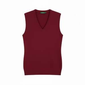 United Colors of Benetton Burgundy V-Neck Knit Sweater Vest Small